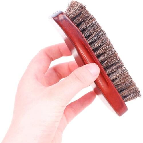 Natural wood Bristle Horse Hair Shoe Boot Brush Care Clean Shine Polish Brush