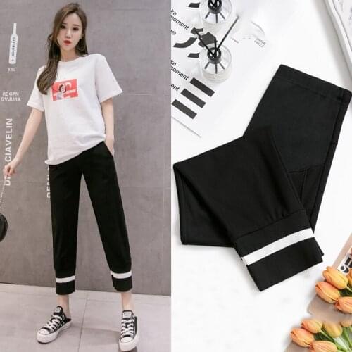 2020 Spring Pregnant Women Cotton Pants High Waist Slim Hem Maternity Belly Pants Long Loose Casual Sweatpants Wholesale
