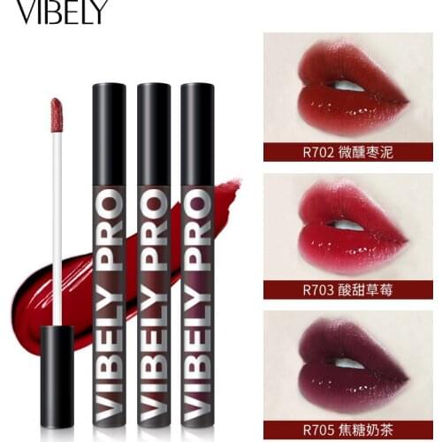 VIBELY Black Tube Matte Liquid Lipgloss Set Water Lipglaze Wholesale Longlast Waterproof Sexy Lipstick Gift Packaging Kit TSLM2