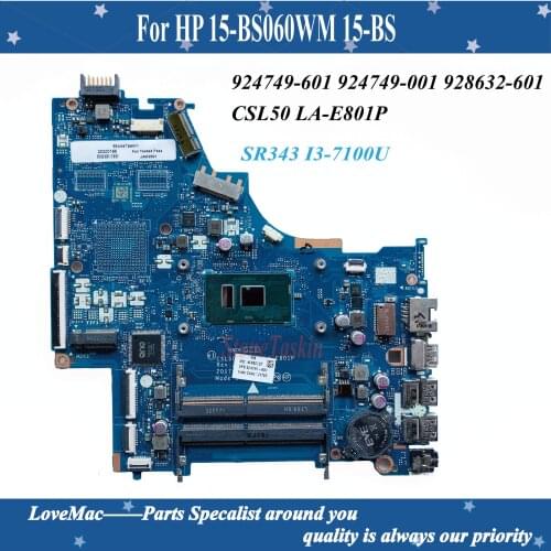 High quality 924749-601 For HP OMEN 15-BS Laptop Motherboard LA-E801P 924749-601 924749-501 924749-00 I3-7100U DDR4 tested