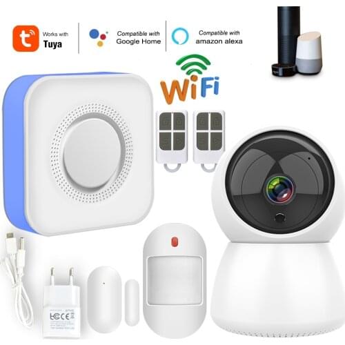 WiFi Home Burglar Alarm System 433MHz Wireless Strobe Siren Alarm Compatible With Alexa Google Home IFTTT Tuyasmart Smart Life
