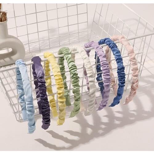 New Fashion Satin Bow Silky Pure Color Sweet Temperament Headband for Women Girl Accessories Headwear