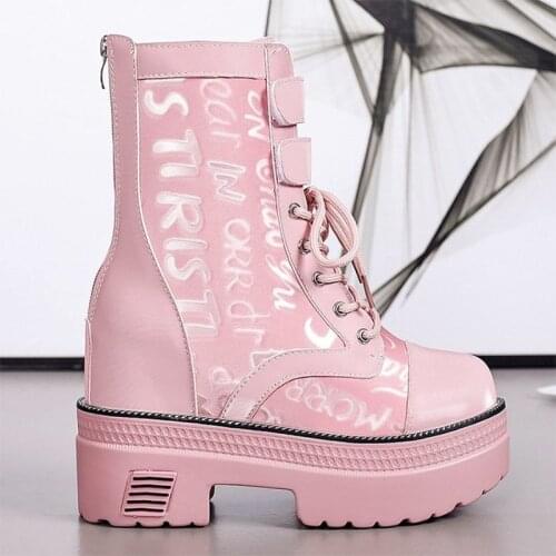 2020 Autumn Women Thick Sole Ankle Boots Fashion Luxury Platform Boots Womens 10cm High Heels Wedge Boots Shoes Woman Sneakers