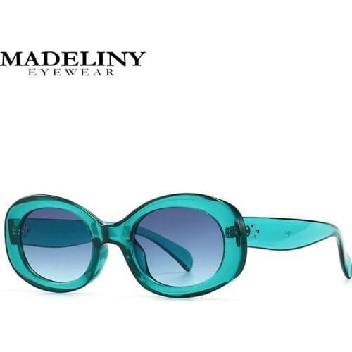 MADELINY Fashion Oval Sunglasses Women Vintage Brand Designer Black Pink White Blue Sun Glasses Men EyewearUV400 MA488