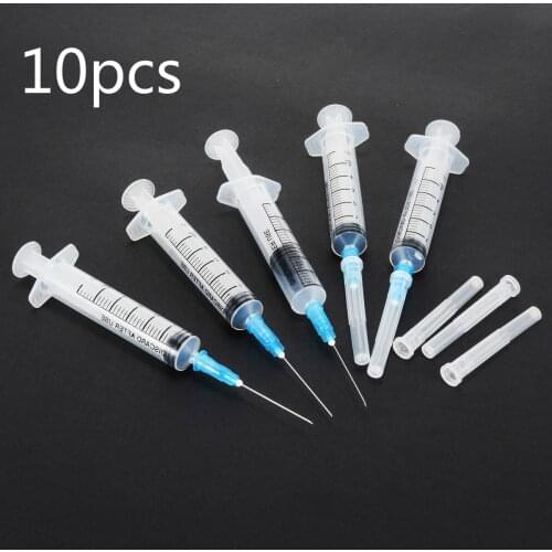 New 10pcs Transparent 5ml Plastic Sterile Syringe With Sharp Chemical Needle Tip DIY Industrial Glue Tools