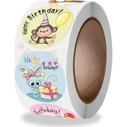 100-500pcs "Happy Birthday" Sticker Envelope Sealing Label Sticker Color Waterproof Sticker Party Party Gift Sticker