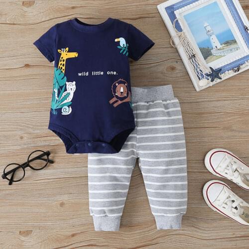 Baby clothing suits boys suits 2021 summer new cartoon romper + trousers 2PCS girls clothing suits
