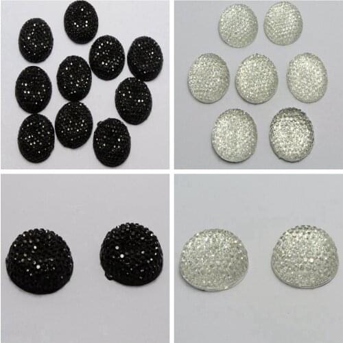 20 Round Flatback Resin Dotted Rhinestone Gem Cabochon 20mm(3/4") Black White