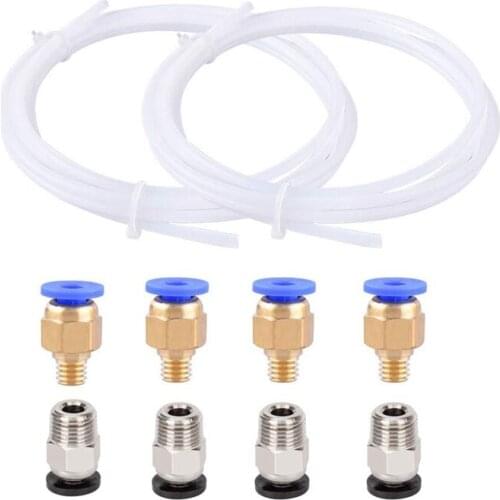 2 x 2 M 3D Printer ID 2 mm OD4 mm PTFE Hose with 4 PC4-M6 4 PC4-M10 Pneumatic Connectors for Reprap 3D Printer 1.75 mm