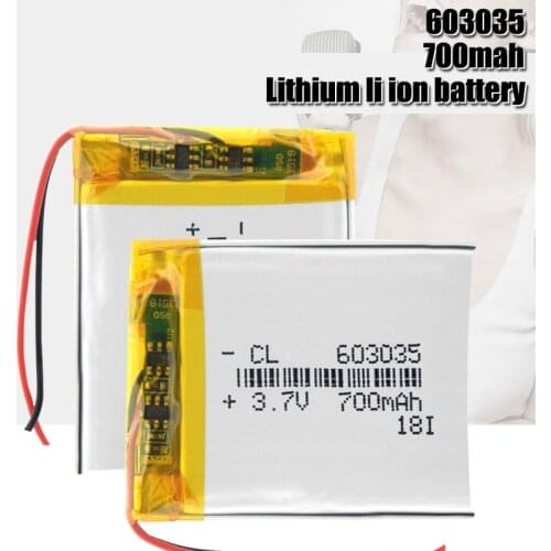 3.7V 700mAh 603035 Lithium Polymer Li-Po li ion Rechargeable Battery For mp3 mp4 mp5 Tachograph Car DVR Bluetooth Earphone GPS