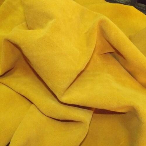 Agenuineon Cow Hide Genuine Leather Handbag Yellow Soft Finished Natural Leather Cowhide Piece Thick Suede For Needlework 50 SF
