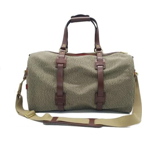 American Retro Travel Bag Men and Women Casual Canvas Stitching Vegetable Tanned Cowhide Shoulder Messenger Bag Handbag