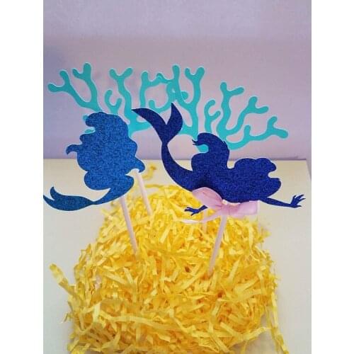 Glitter mermaid under the sea birthday ocean wedding cupcake toppers baby shower engagement doughnut food treats picks