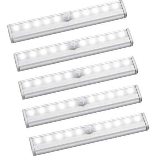Motion Sensor Light 10 LED Battery Magnetic Wireless Operated Lights Under Cabinet Lighting For Counter, Stairway,5 Pack
