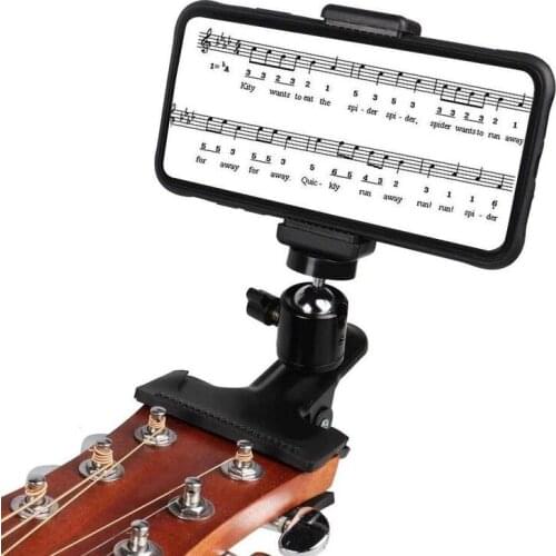 Guitar Head Clip Mobile Phone Holder Live Broadcast Bracket Stand Tripod Clip Head For Phone Support Desktop Music Holder