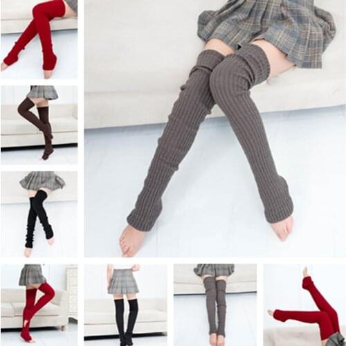 Winter Long Warm Leg Warmers Knitting Knee High Socks Women Boot Topper Sock Skinny Stockings Girls Polainas