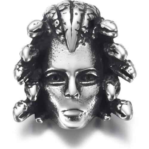 316L Stainless Steel Medusa Pendant 6mm Hole Vintage Bracelet Slider Beads Necklace Pendants for DIY Jewelry Making Accessories