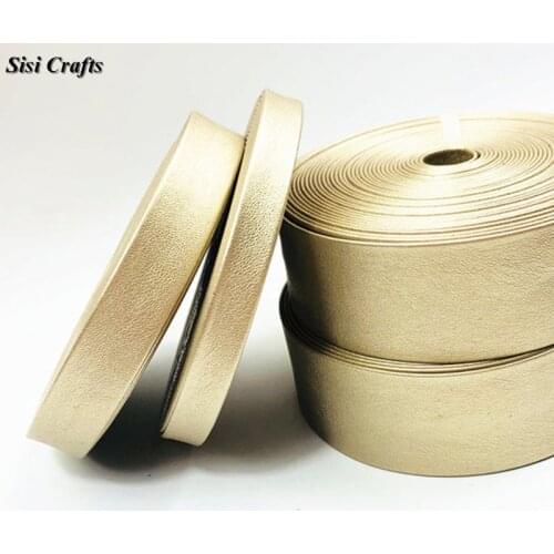Sisi Crafts Tape Faux PU Ribbon Light Gold 10 16 30mm Flat Cord Bias Layering DIY Hair Bow Collar Handmade Accessory Material