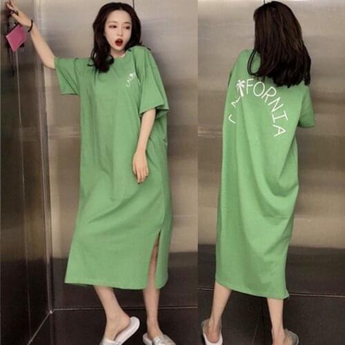 Oversized Summer Loose Women Cartoon Sleepwear Leisure Short Sleeve Thin Nightgowns Printing Fruits Big Size Nightdress