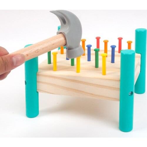 Nailing Montessori Materials Educational Toys For Children Nail Table Wooden Kids Toys Pretend Play Kindergarten Learning Toys