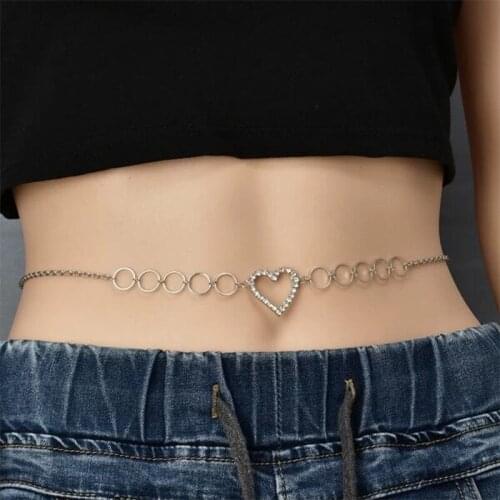 Fashion Rhinestone Heart Waist Chain Belt Jewelry Crystal Belly Body Chain Sexy Party Jewelry Gift