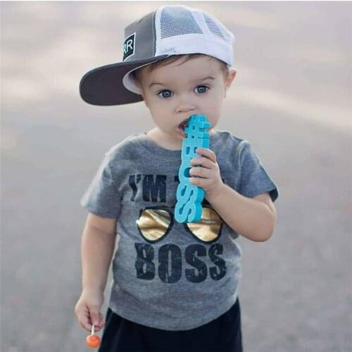 Fashion Toddler Baby Boy Cotton Short Sleeve T-shirt Casual Clothes I am the Boss Letter Print Tshirt High Quality