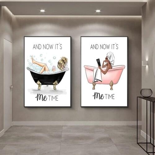 Fashion Bathroom Canvas Painting Nordic Vogue Beauty Bathing Posters and Prints Wall Art Picture for Living Room Home Decoration