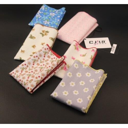 20color Korean fashion designer high quality mens print floral pocket squares Handkerchiefs wedding cotton 50pcs/lot 24x24cm