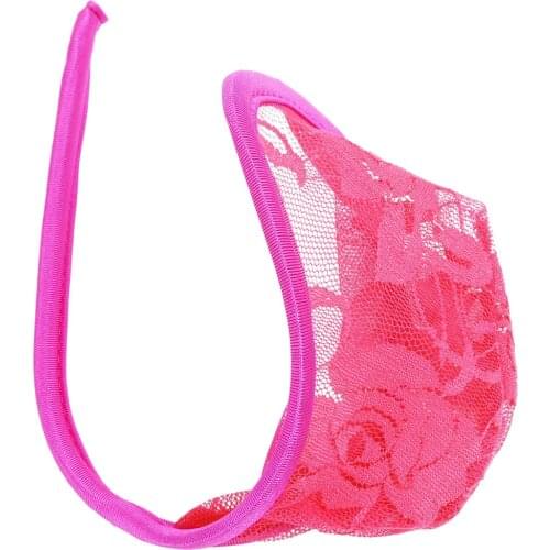 Men Sexy Lingerie Sissy Panties Jockstraps Bulge Pouch C-string Thong Bikini Briefs Floral Lace Erotic Gay Underwear Underpants