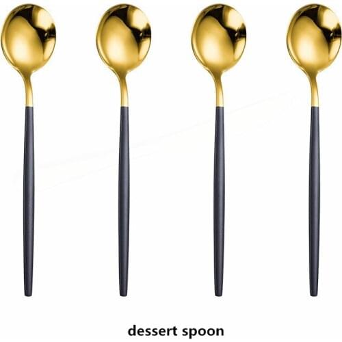 4Pcs/set Black Gold Cutlery Set 18/10 Stainless Steel Dinnerware Silverware Flatware Set Dinner Knife Fork Spoon Dropshipping