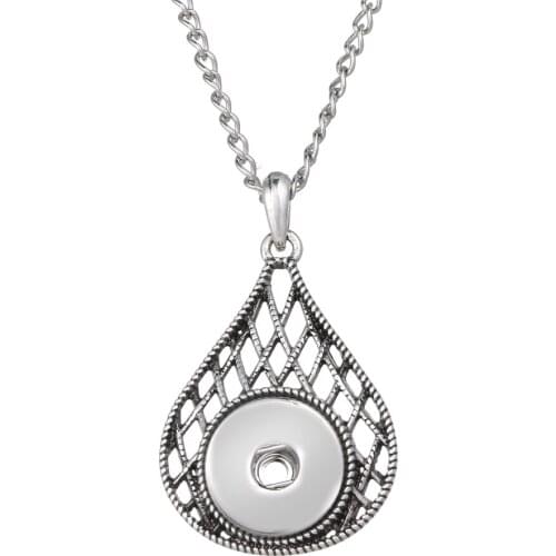 Fashion elegant Hollow Drop pendant snap necklace with chain fit 18mm snap buttons snap jewelry wholesale
