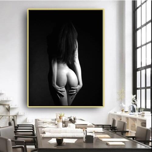 Poster HD Print Black and White Sexy Naked Women Canvas Oil Painting Modern Nordic Style Living Room Bedroom Home Decoration