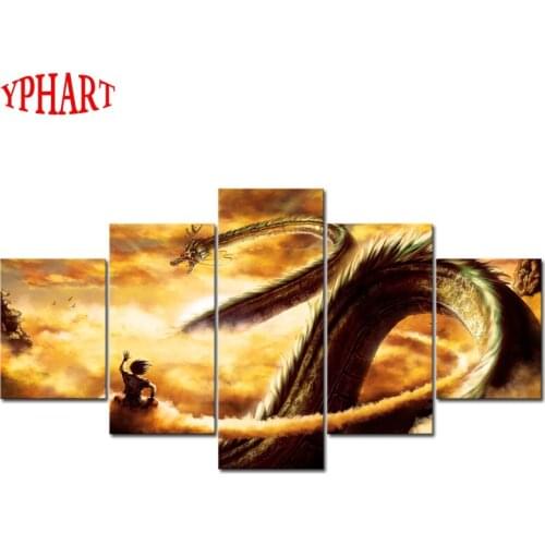 Framed 5 Panels Dragon Canvas Print Painting Modern Canvas Wall Art for Wall Pcture Home Decor Artwork