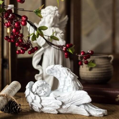 Vintage Plaster Feather Wings Angel Table Decorative Ornaments Wine Cabinet Living Room Decorative Jewelry