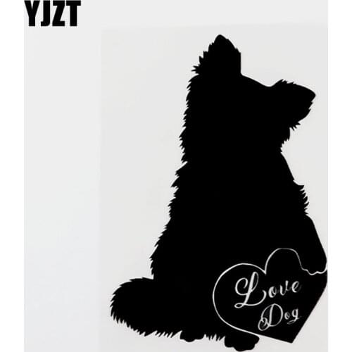 YJZT 10CM×14.3CM Fashion Animal Love Dog Vinyl Car Window Sticker Decal Black/Silver 8C-0432