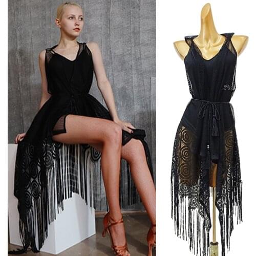 Latin Dance Clothes Women Lace Cardigan Coat Ballroom Practice Wear Fringe Smock Modern Salsa Samba Costume Adult Latina VDB3289