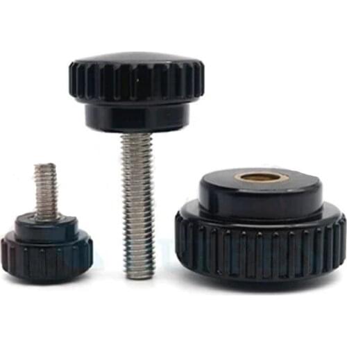 1Pcs M8 Straight line handle bakelite Small Knob rotate stainless steel Round Plastic head grip hilt Hand screw bolt 10mm-35mm L