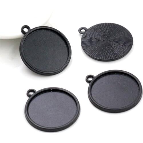 10pcs 20mm Inner Size Black Classic Style Cabochon Base Setting Charms Pendant (D1-01)