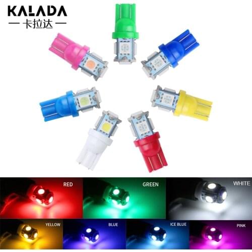 10pcs 5050 5smd t10 194 147 168 Led Car Light Auto Styling Lamp Instrument Bulb Green Blue Yellow Multi Color 12V License Lights