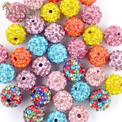 10PCS Variety Color Pave Disco Ball Beads for Jewelry Making Clay Rhinestone Crystal Spacer Beads Fit Bracelet Accessories