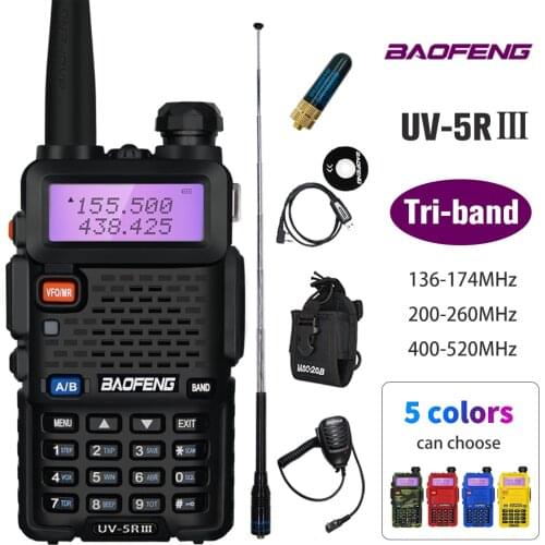 2021 Tri-Band BaoFeng UV 5R III Walkie Talkie 3 Bands Portable 5W Ham Radio 136-174Mhz 220-260Mhz&400-520Mhz Upgraded UV-5R UV5R
