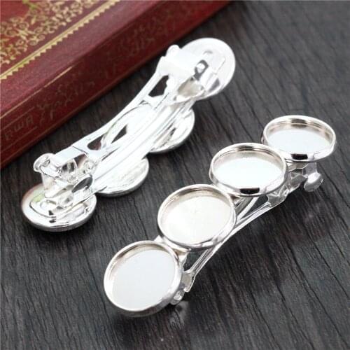 5pcs 12mm with 4 cameo High Quality Bright Silver Plated Copper Material Hairpin Hair Clips Hairpin Base Setting J6-27
