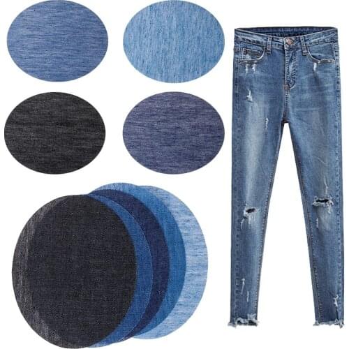 5 PCS Denim Patches DIY Iron On Denim Elbow Patches Repair Pants For Jean Clothing And Jean Pants Apparel Sewing Fabric