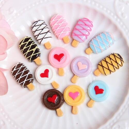 5 PCS Cute Mini Artificial Ice Cream Clay Charm Beads Doll House Decoration Funny Children Toys DIY