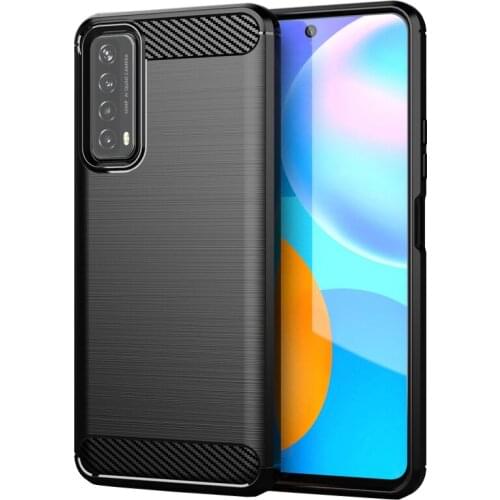 Shock Absorption Cover Soft TPU Anti Scratch Carbon Fiber Back Silicone Case for Huawei Y7A
