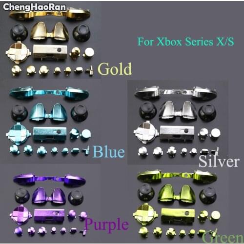 ChengHaoRan For Xbox Series X/S Plastic&Chrome ABXY Dpad Triggers Thumbstick Cap Full Buttons Set Kits Controller Mod