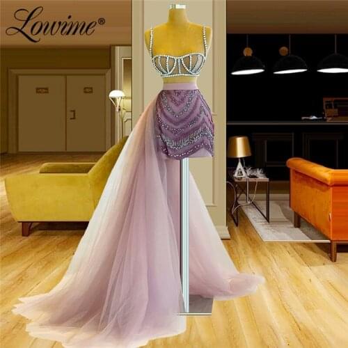 Purple High Low Cocktail Dresses 2021 Crystals Party Gown For Weddings Vestidos De Fiesta Customized Beaded Tassel Evening Dress