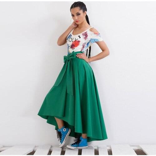 Emerald Green High Low Satin Skirts With Pockets Cute Bow Long Women Skirts Zipper Custom Made Maxi Skirt