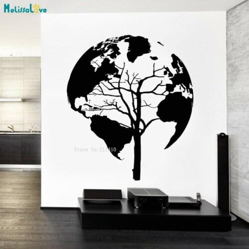 World Map Tree Modeling Wall Art Stickers Nursery Decor vinyl Decal Gift Indoor & Outdoor Removable YT5847