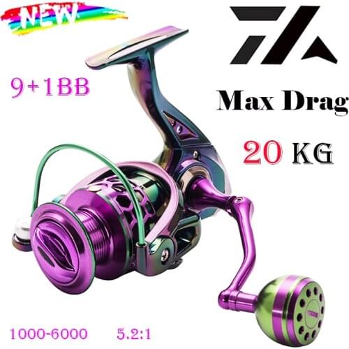 2021 New Colorful Spinning Reel Max Drag 10-20kg Bearing 9+1BB 1000-6000 Metal Carp Fishing Reel Sea Fishing Wheel